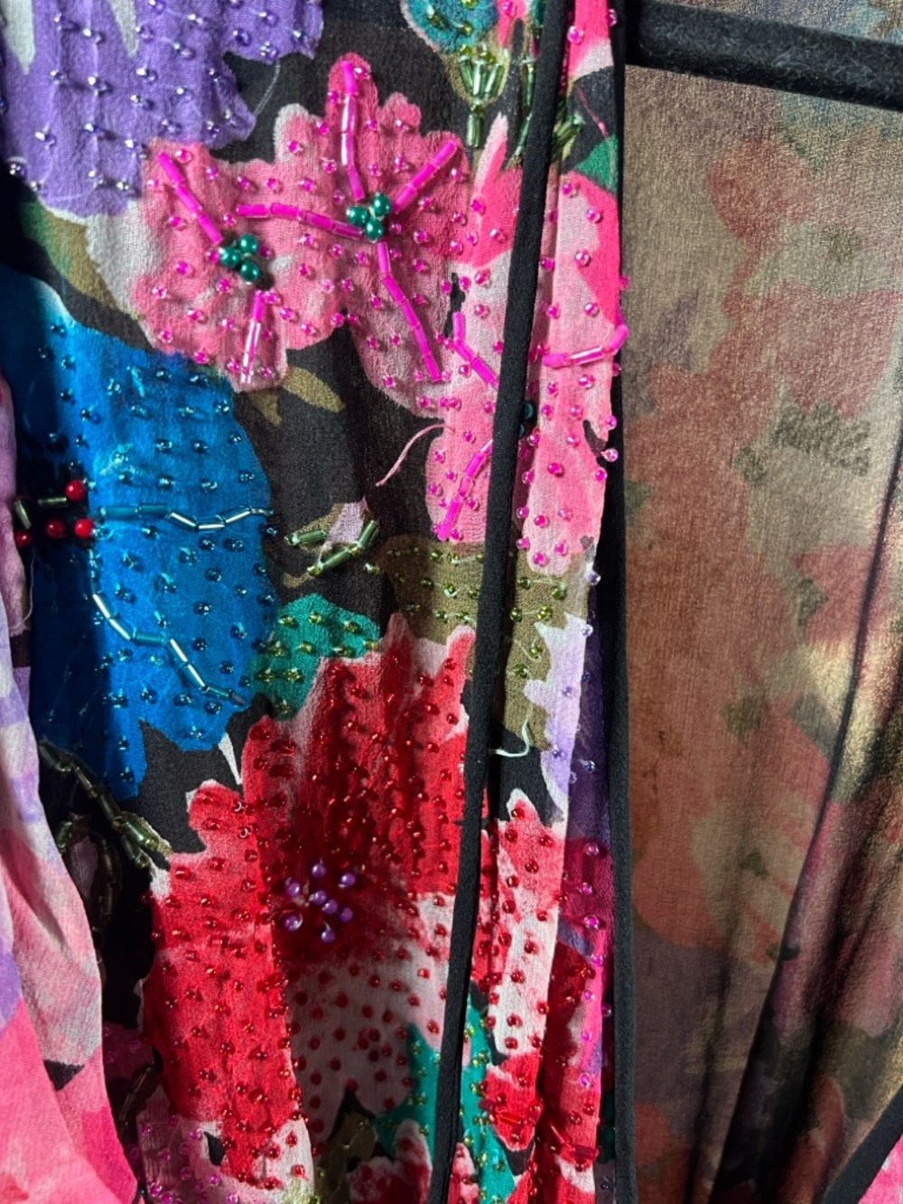 Diane Freis 100% Silk Floral V-Neck Wide-Leg Jumpsuit in Multicolor - Picture 7 of 7